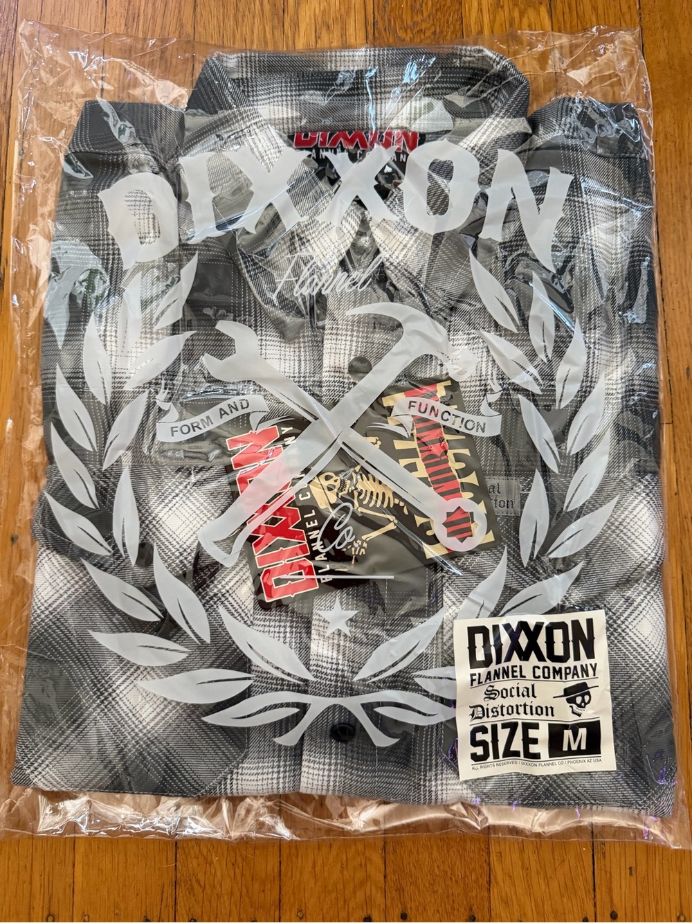 DIXXON Social Distortion Limited Edition Gray Plaid Flannel Button-Down Shirt